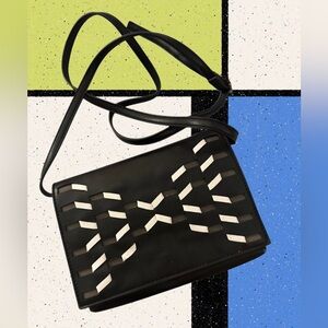 Danielle Nicole Black With White Woven Design Crossbody